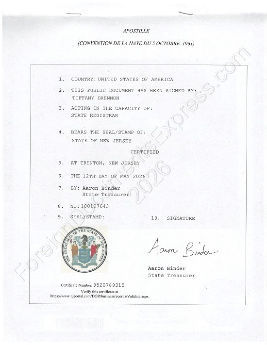 New Jersey Hague apostille NJ Hague apostille